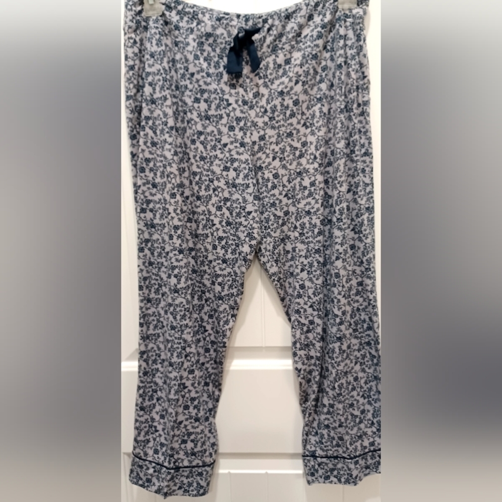 Soma Floral Gray/Navy Women's Pajama Set Sz Lg #0374 - Picture 6 of 8